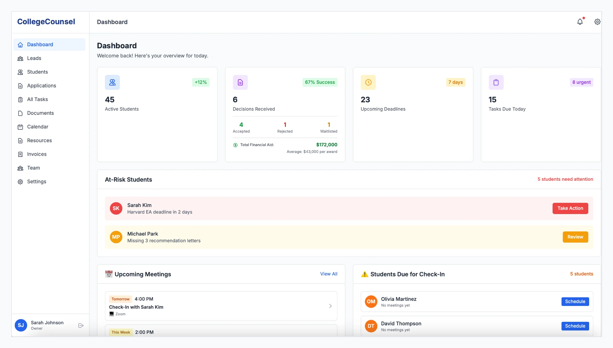 CollegeCounsel Dashboard